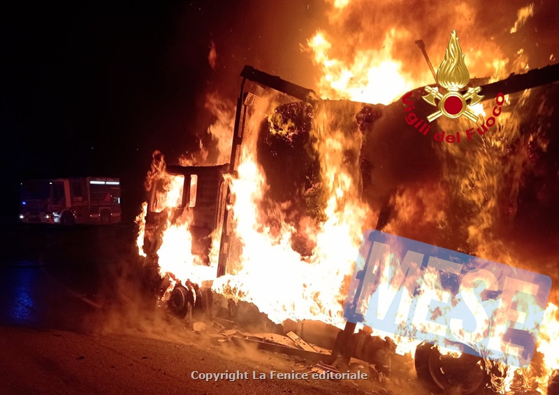 CAMION DISTRUTTO DA UN INCENDIO, CONDUCENTE INTOSSICATO DAI FUMI